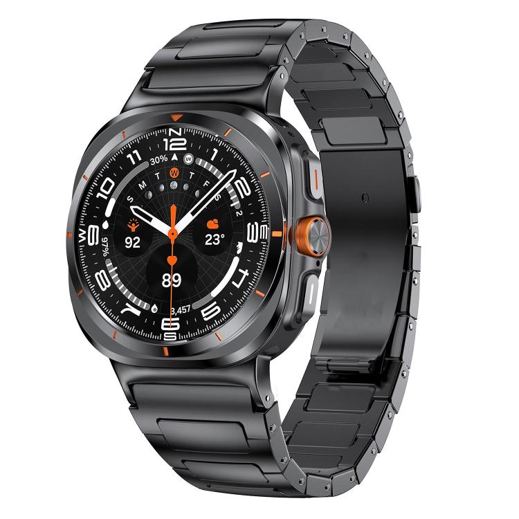 

For Samsung Galaxy Ultra 47mm / Ultra 2025 I-Shaped Flat Buckle Stainless Steel Watch Band(Black)