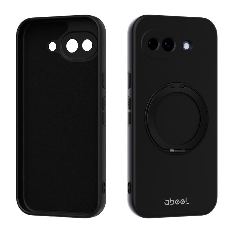 

For Google Pixel 10a ABEEL Skin-friendly Feel Magnetic Liquid Silicone Phone Case with Holder(Black)