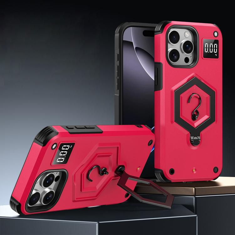 

For iPhone 14 Pro Hexagon Armor Magnetic Holder Weighing Scale Phone Case(Red)