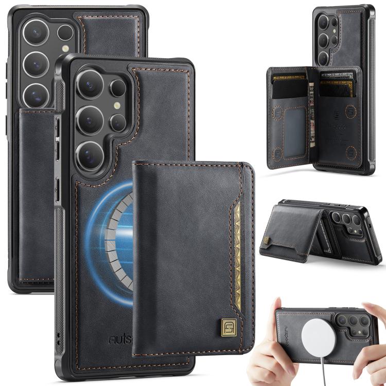 

For Samsung Galaxy S24 Ultra 5G AutSpace A13 MagSafe Magnetic RFID Flip Card Bag Phone Case(Black)