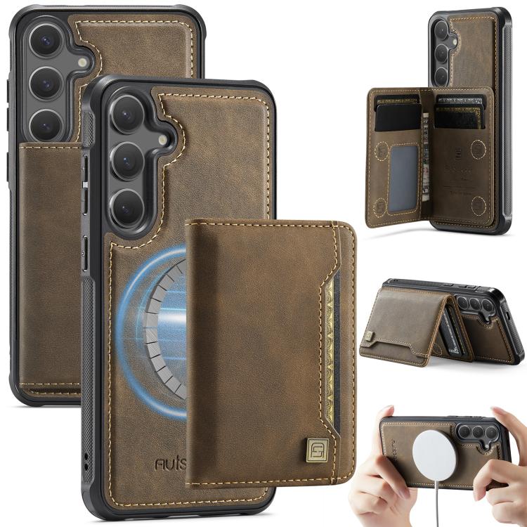 For Samsung Galaxy S24+ / S25+ 5G AutSpace A13 MagSafe Magnetic RFID Flip Card Bag Phone Case(Coffee) — купить у Sunsky-online WW