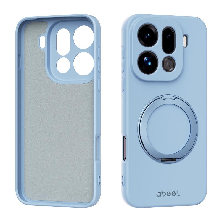 

For OPPO Find X9 Pro ABEEL Skin-friendly Feel Magnetic Liquid Silicone Phone Case with Holder(Sky Blue)