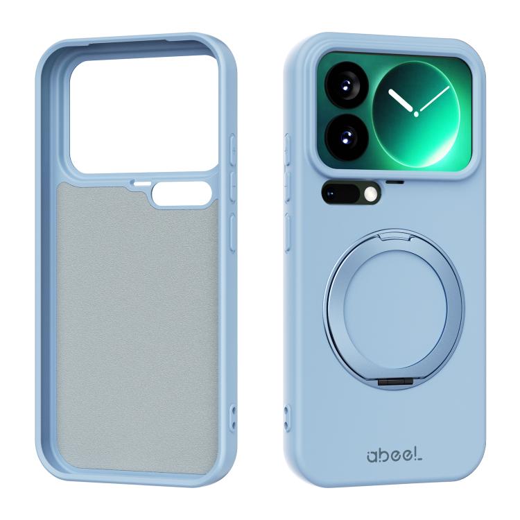 

For Xiaomi 17 Pro ABEEL Skin-friendly Feel Magnetic Liquid Silicone Phone Case with Holder(Sky Blue)