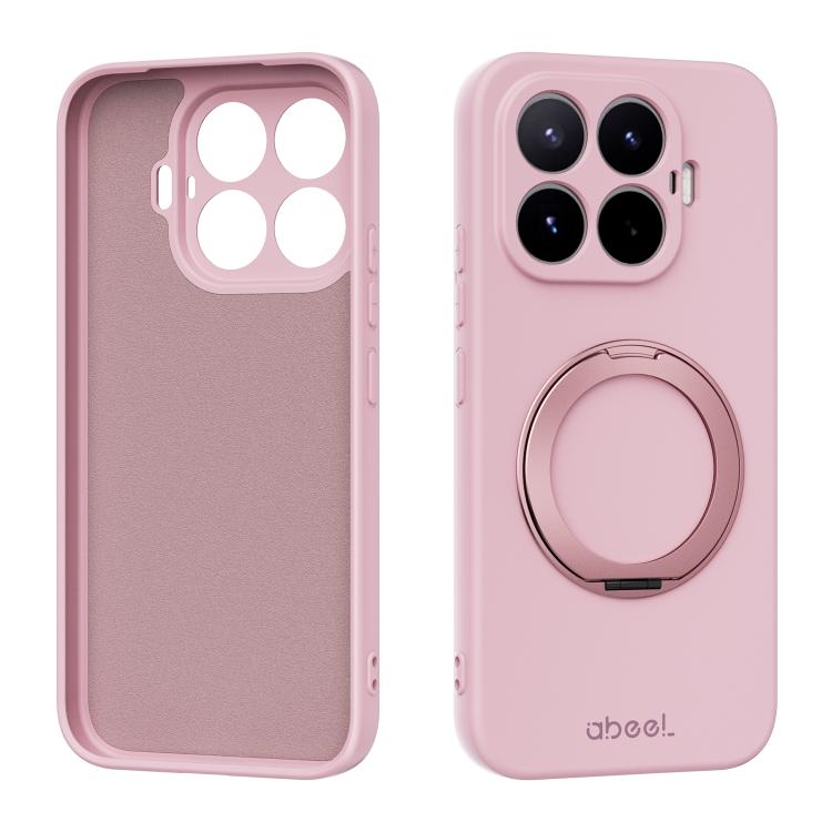 

For Xiaomi 17T 5G ABEEL Skin-friendly Feel Magnetic Liquid Silicone Phone Case with Holder(Pink)