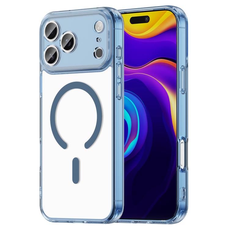 For iPhone 17 Pro Max PC Hybrid TPU Airbag Shockproof MagSafe Phone Case(Transparent Blue)