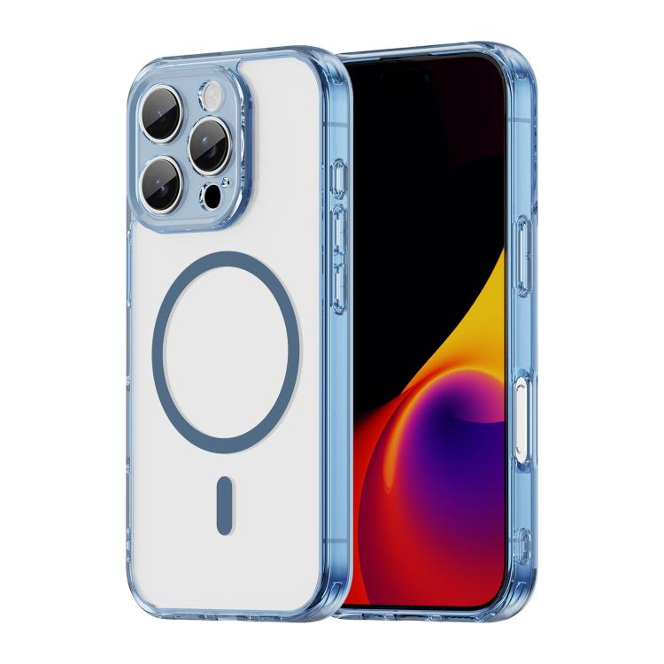 

For iPhone 16 Pro PC Hybrid TPU Airbag Shockproof MagSafe Phone Case(Transparent Blue)