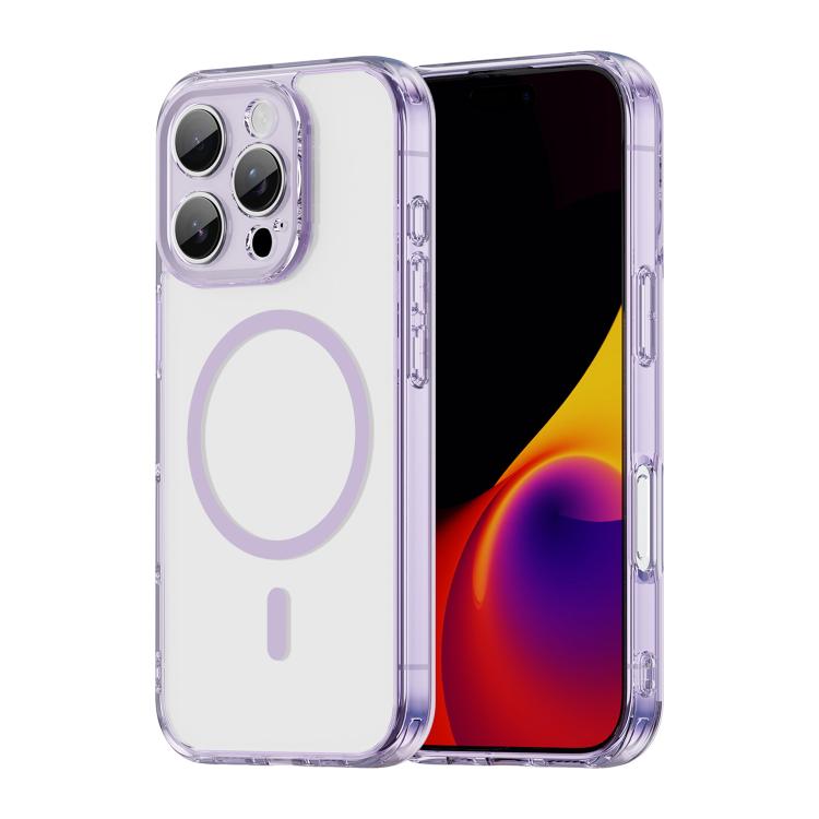 

For iPhone 16 Pro PC Hybrid TPU Airbag Shockproof MagSafe Phone Case(Transparent Purple)