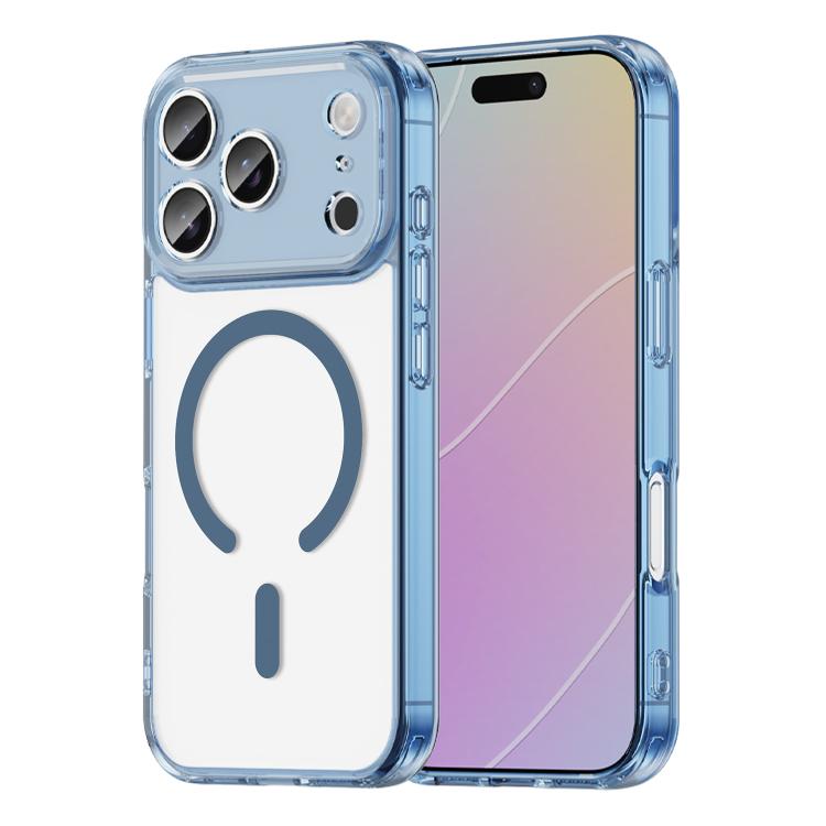 For iPhone 18 Pro PC Hybrid TPU Airbag Shockproof MagSafe Phone Case(Transparent Blue)
