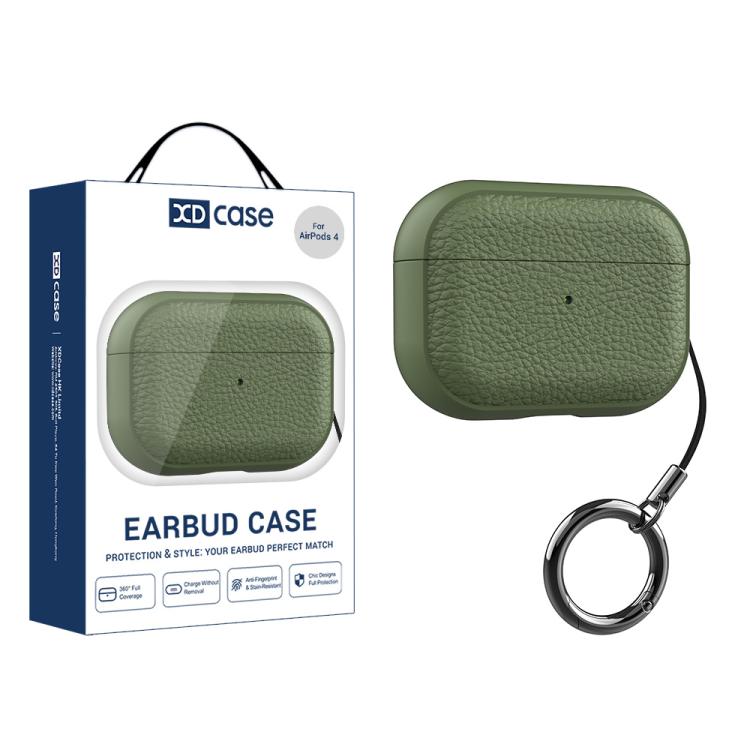 

For AirPods 4 XDcase Lychee Texture TPU Earbuds Case with Buckle(Army Green)