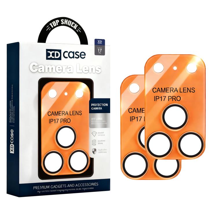 

For iPhone 17 Pro XDcase 2pcs Integrated Translucent Frosted Acrylic Camera Lens Protector(Orange)