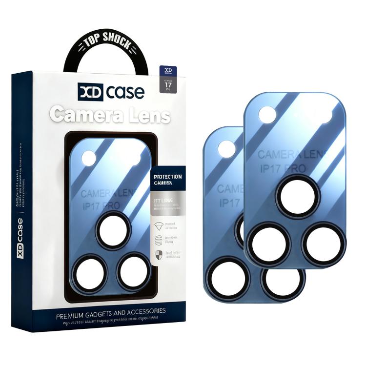 

For iPhone 17 Pro XDcase 2pcs Integrated Translucent Frosted Acrylic Camera Lens Protector(Blue)