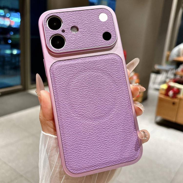 

For iPhone 16 Transforms Into 17 Large Window Litchi Texture Magnetic Phone Case(Purple)