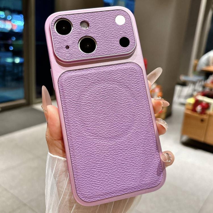 For iPhone 15 Transforms Into 17 Large Window Litchi Texture Magnetic Phone Case(Purple)