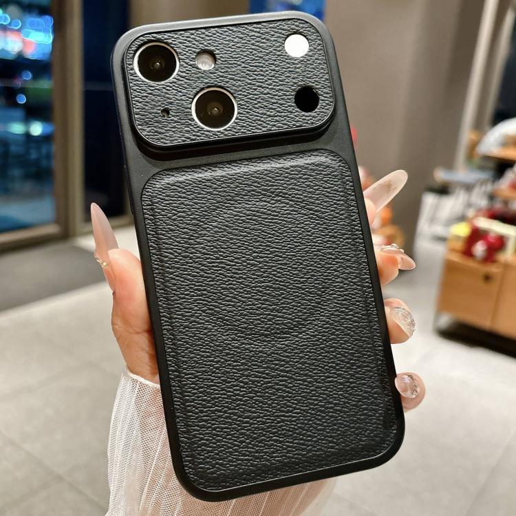 

For iPhone 14 Transforms Into 17 Large Window Litchi Texture Magnetic Phone Case(Black)