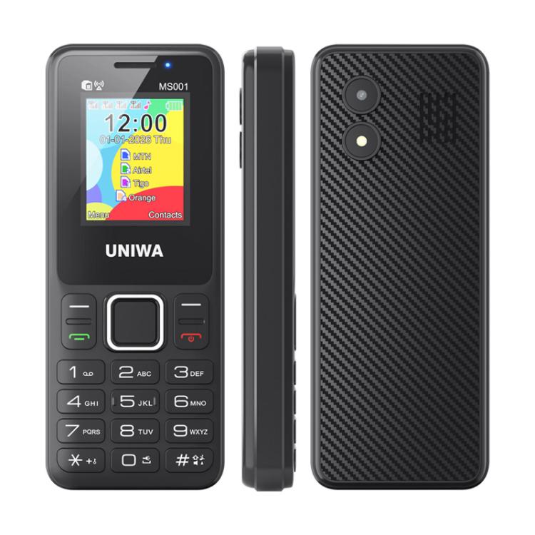 

UNIWA MS001 Keypad Phone, 1.77 inch Spreadtrum SC6531CA, Network: 2G, 4 SIM 4 Standby, 21 Keys, Plug:EU Plug(Black)