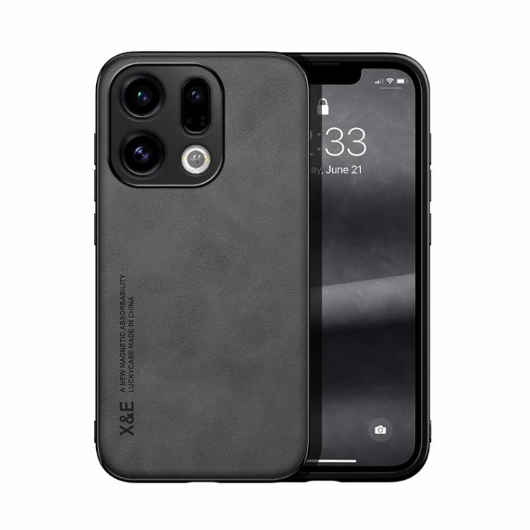 

For OPPO Find X9 Skin Feel Magnetic Leather Back Phone Case(Dark Grey)