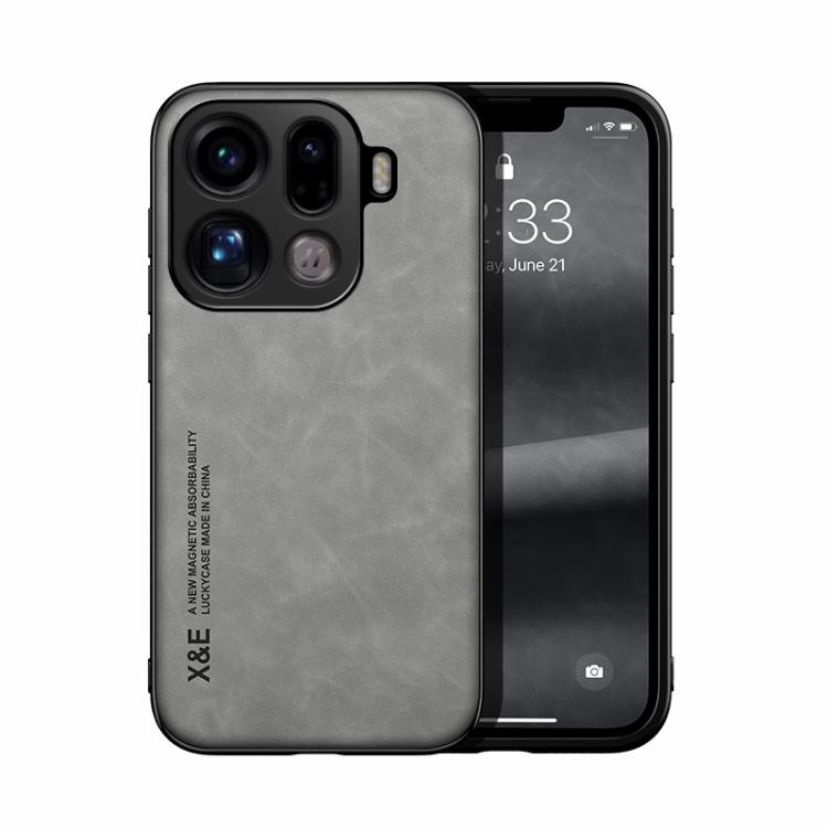 

For OPPO Find X9 Pro Skin Feel Magnetic Leather Back Phone Case(Light Grey)