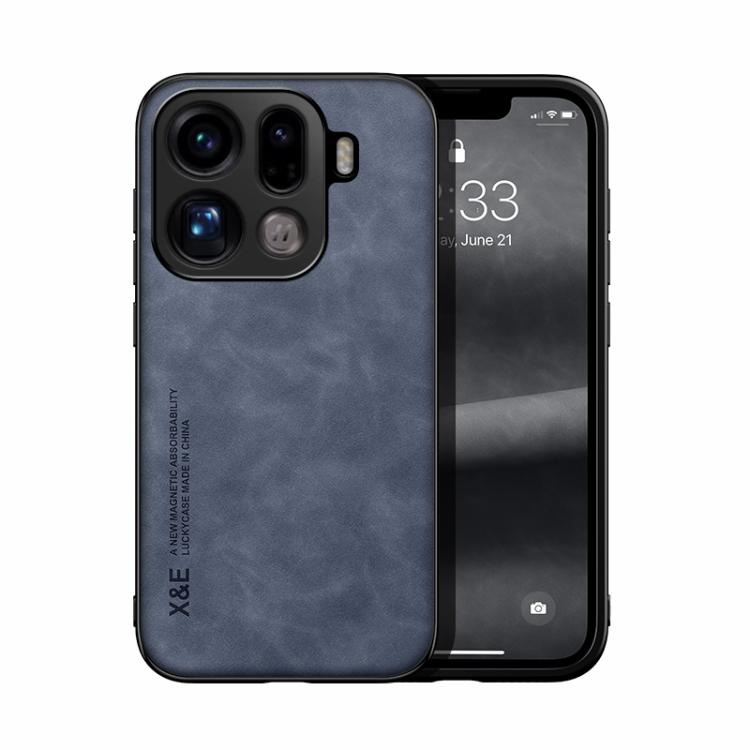 

For OPPO Find X9 Pro Skin Feel Magnetic Leather Back Phone Case(Blue)