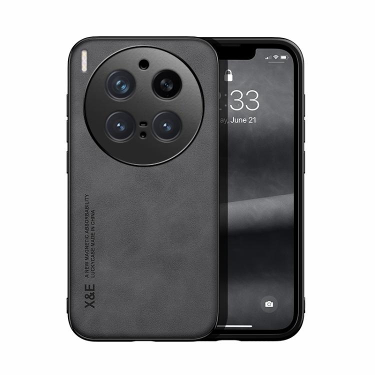 

For vivo X300 Pro Skin Feel Magnetic Leather Back Phone Case(Dark Grey)