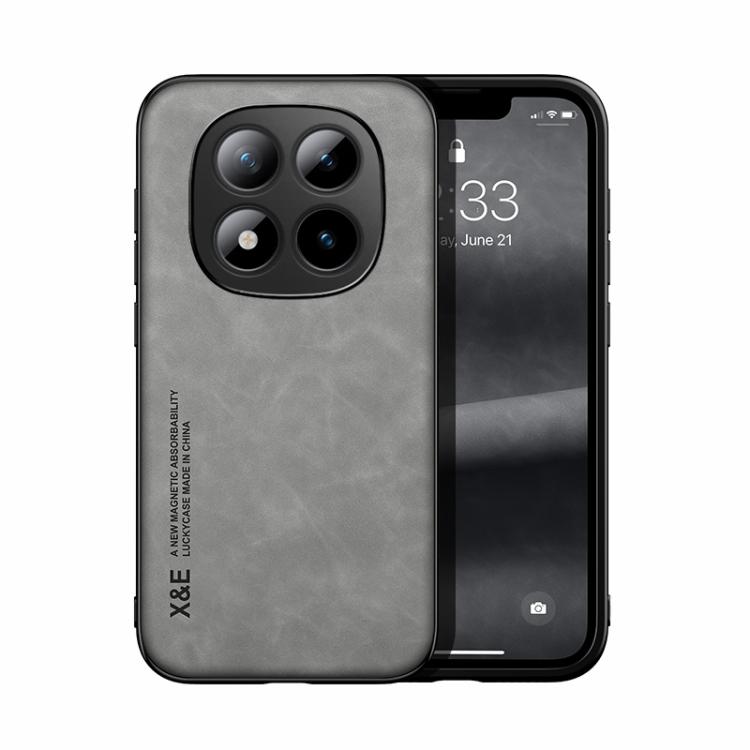 

For Redmi Note 15 Pro+ 5G 163.3mm / Poco M8 Pro 5G Skin Feel Magnetic Leather Back Phone Case(Light Grey)