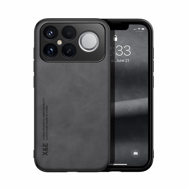 

For Redmi K90 Pro Max / Xiaomi Poco F8 Ultra 5G Skin Feel Magnetic Leather Back Phone Case(Dark Grey)