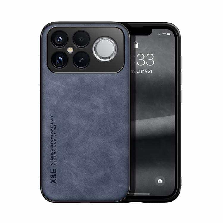 

For Redmi K90 Pro Max / Xiaomi Poco F8 Ultra 5G Skin Feel Magnetic Leather Back Phone Case(Blue)