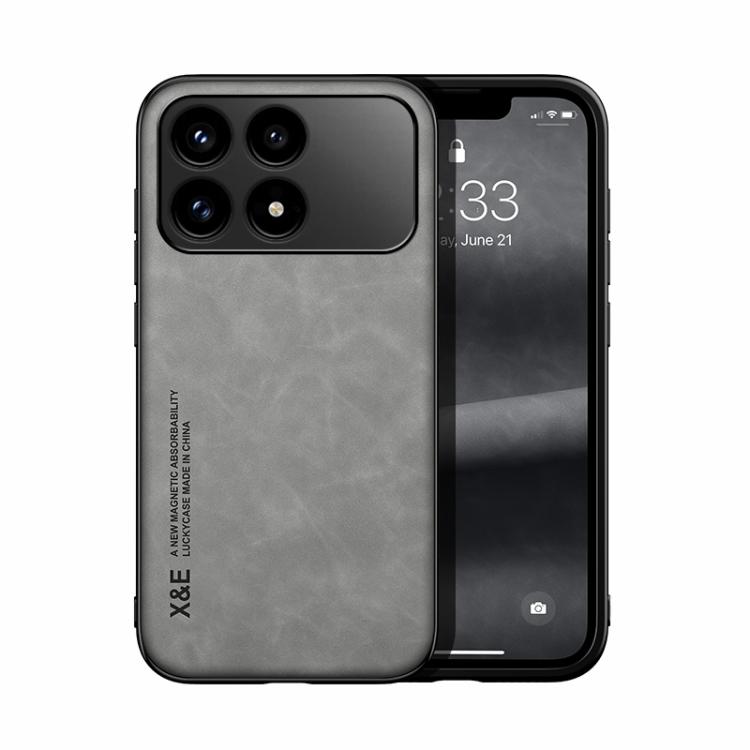 

For Redmi K90 / Xiaomi Poco F8 Pro 5G Skin Feel Magnetic Leather Back Phone Case(Light Grey)