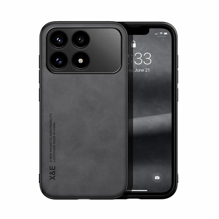 

For Redmi K90 / Xiaomi Poco F8 Pro 5G Skin Feel Magnetic Leather Back Phone Case(Dark Grey)