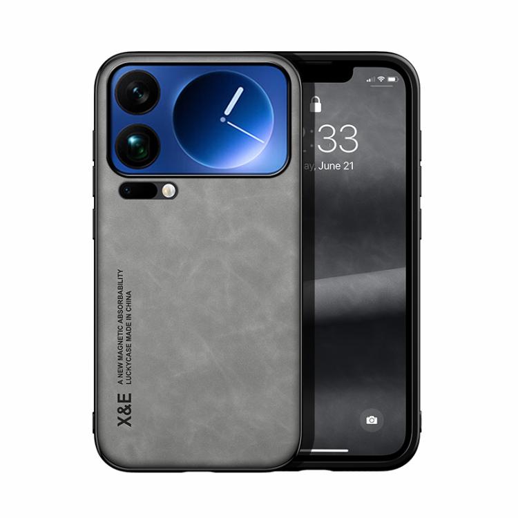 

For Xiaomi 17 Pro Max Skin Feel Magnetic Leather Back Phone Case(Light Grey)