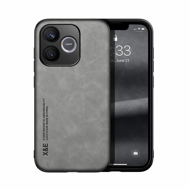 

For Honor 600 Lite Global Skin Feel Magnetic Leather Back Phone Case(Light Grey)