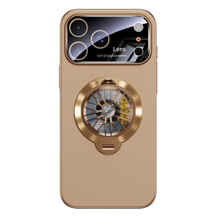 

For iPhone 17 Pro Max Glaze PC Camera Window Gyro Kickstand Magnetic Phone Case(Gold)