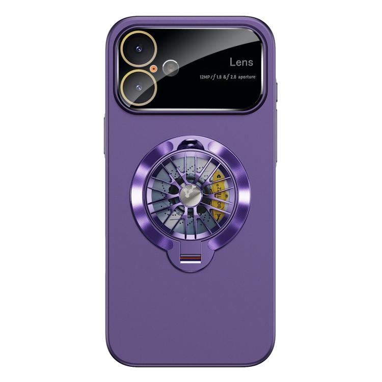 

For iPhone 16 Plus Glaze PC Camera Window Gyro Kickstand Magnetic Phone Case(Purple)