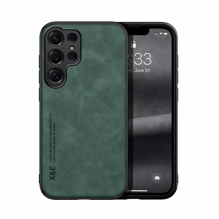 

For Samsung Galaxy S26 Ultra 5G Skin Feel Magnetic Leather Back Phone Case(Green)