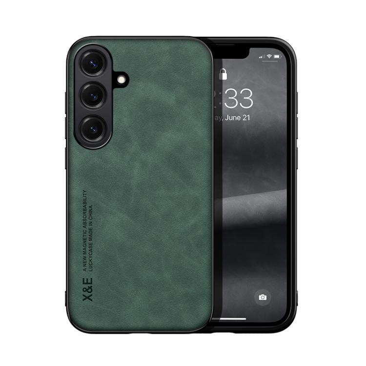 

For Samsung Galaxy S26 5G Skin Feel Magnetic Leather Back Phone Case(Green)