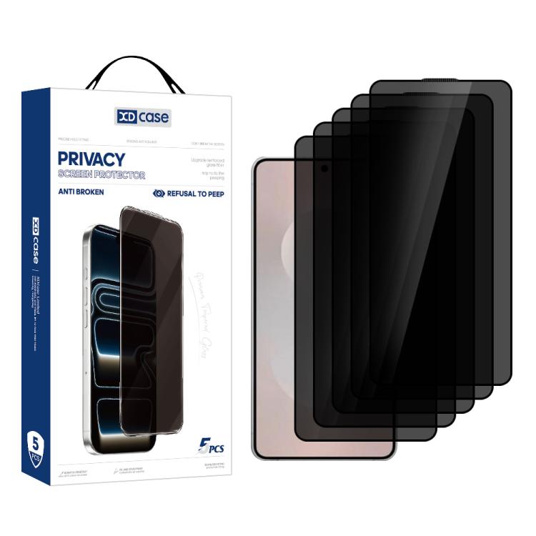 For Samsung Galaxy S26 Ultra 5G XDcase 5pcs / Pack Silk Screen Printed Anti-Peep Tempered Glass Screen Protector, Support Fingerprint Unlock