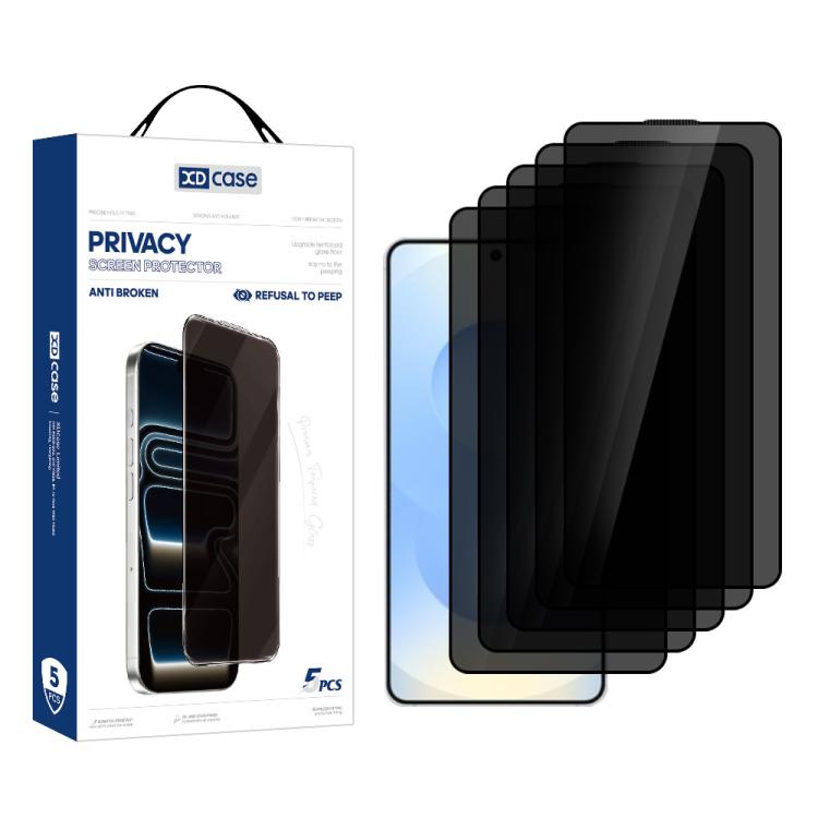 For Samsung Galaxy S25+ 5G XDcase 5pcs / Pack Silk Screen Printed Anti-Peep Tempered Glass Screen Protector, Support Fingerprint Unlock