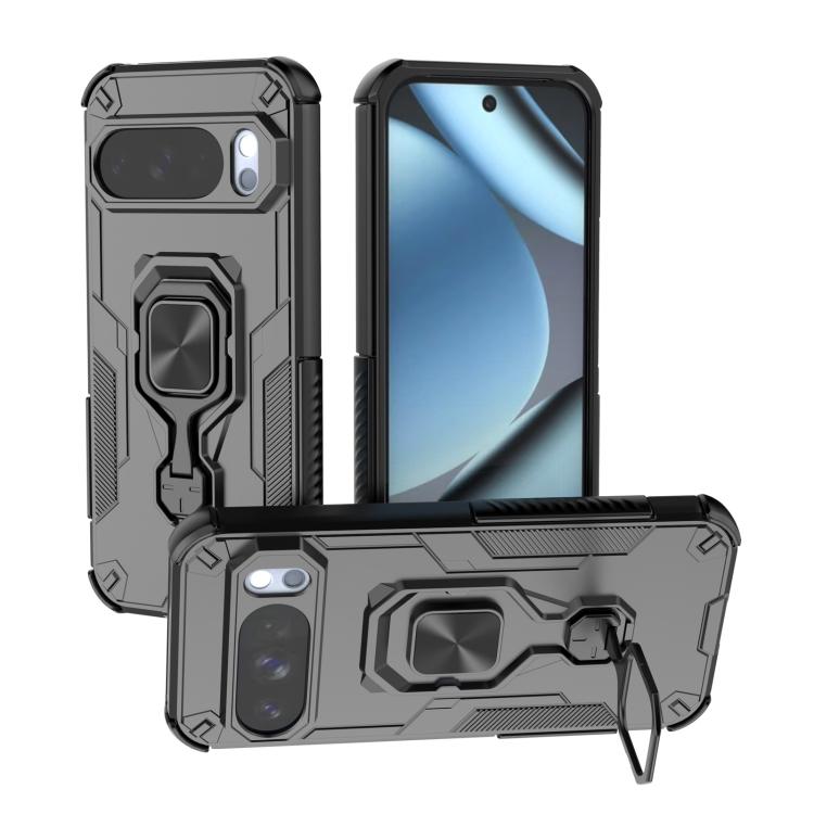 

For Google Pixel 10 Pro Metal Kickstand TPU Hybrid PC Phone Case(Black)