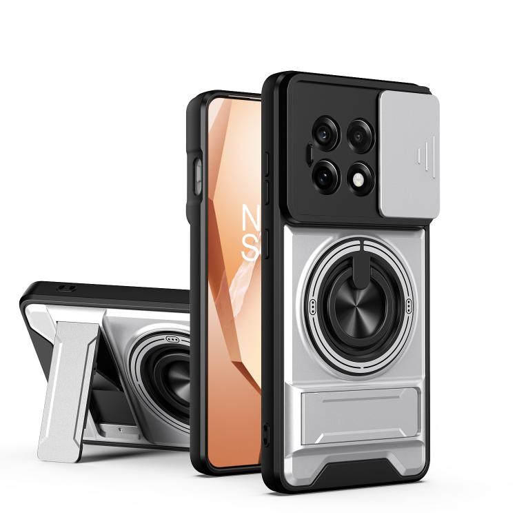 For OnePlus 13R 5G / Ace 5 5G Lens Sliding Window Multifunctional Magnetic Shockproof Phone Case(Titanium Gray)