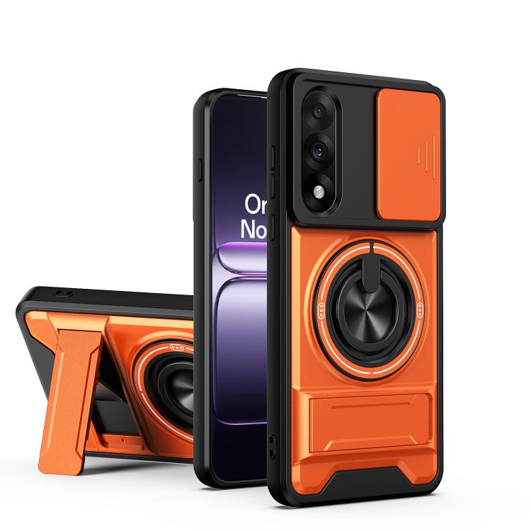 

For OnePlus Nord CE5 5G Lens Sliding Window Multifunctional Magnetic Shockproof Phone Case(Orange)