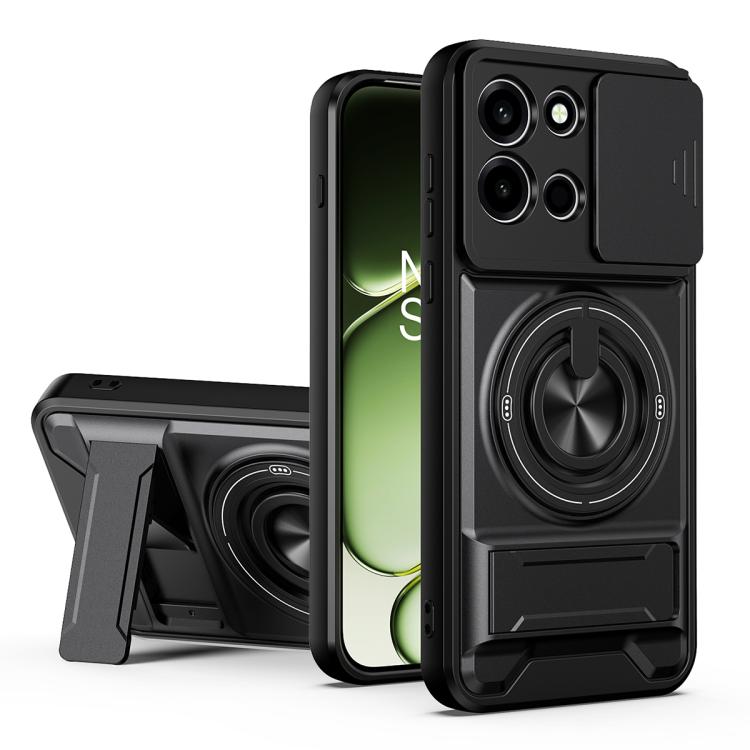 For OnePlus Nord 6 5G Lens Sliding Window Multifunctional Magnetic Shockproof Phone Case(Black)