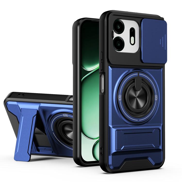 For OnePlus N6 4G Lens Sliding Window Multifunctional Magnetic Shockproof Phone Case(Royal Blue)