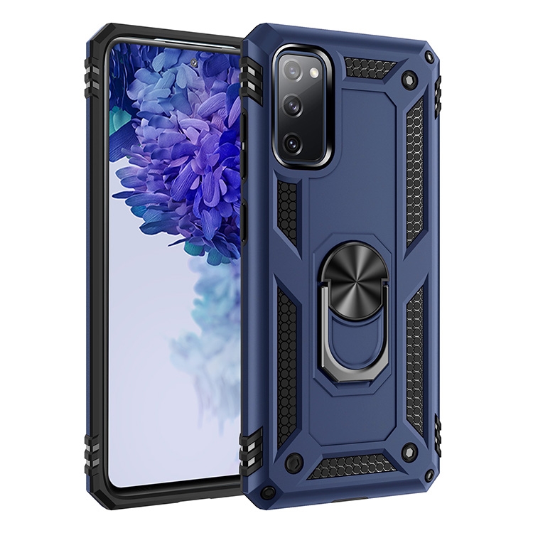 

For Samsung Galaxy S20 FE 5G Shockproof TPU + PC Protective Case with 360 Degree Rotating Holder(Blue)