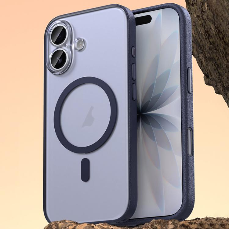 

For iPhone 17 Vegan Leather Magnetic Phone Case(Deep Sea Blue)