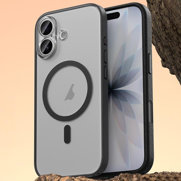 For iPhone 17 Vegan Leather Magnetic Phone Case(Black)