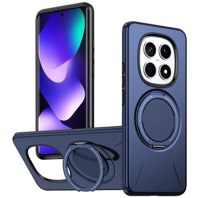 

For Redmi Note 15 4G / 5G Global 164mm Metal Rotation Holder MagSafe TPU Hybrid PC Phone Case(Navy Blue)