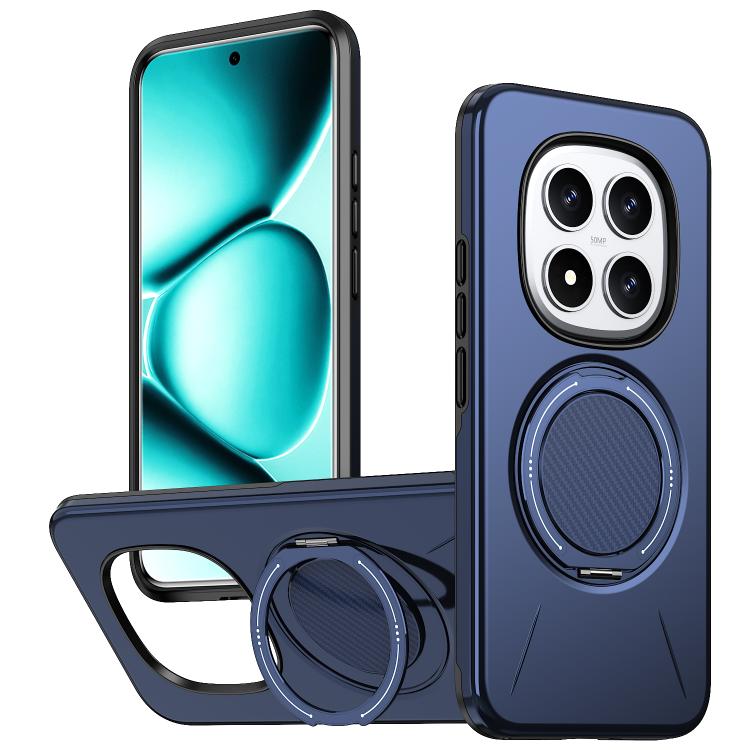 For Redmi Note 15 Pro+ 5G / Poco M8 Pro 5G Metal Rotation Holder MagSafe TPU Hybrid PC Phone Case(Navy Blue)