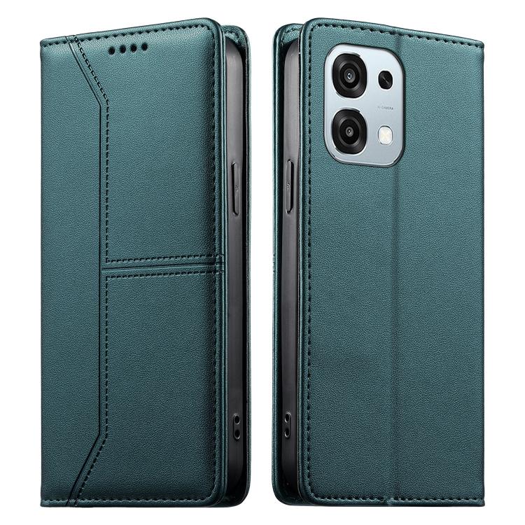 For OPPO A6 Pro 4G / 5G Global / F31 5G Stitched Line Magnetic RFID Vegan Leather Phone Case(Green)