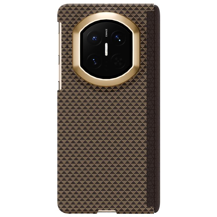 

For Huawei Mate X7 Stylish Dual Axis Series Metal Frame Nanofiber Magnetic Center Phone Case(Gold)