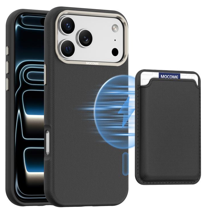 

For iPhone 17 Pro Max Mocome Plain Magnetic Card Bag Phone Case(Black)