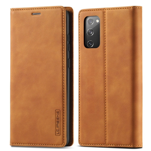 

For Samsung Galaxy S20 FE LC.IMEEKE Strong Magnetism Ultra-thin Horizontal Flip Shockproof Matte TPU + PU Leather Case with Holder & Card Slots & Wallet(Brown)